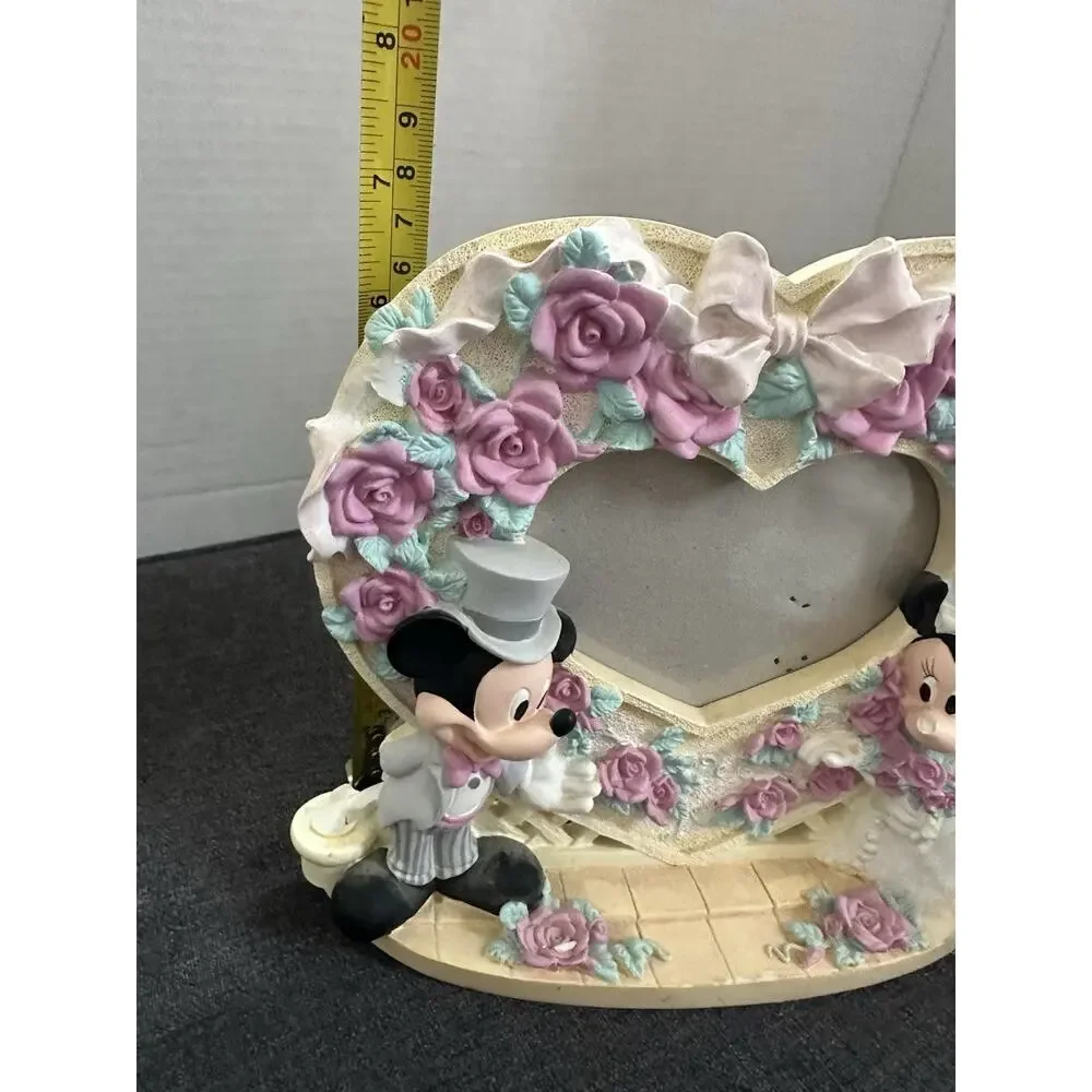 Vintage Disney Mickey Minnie Wedding Heart Photo Frame Bride Groom Roses